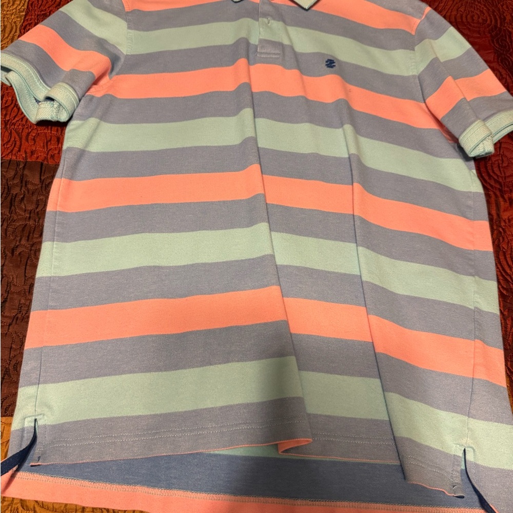Izod Striped Polo in Pastel Pink, Mint & Blue